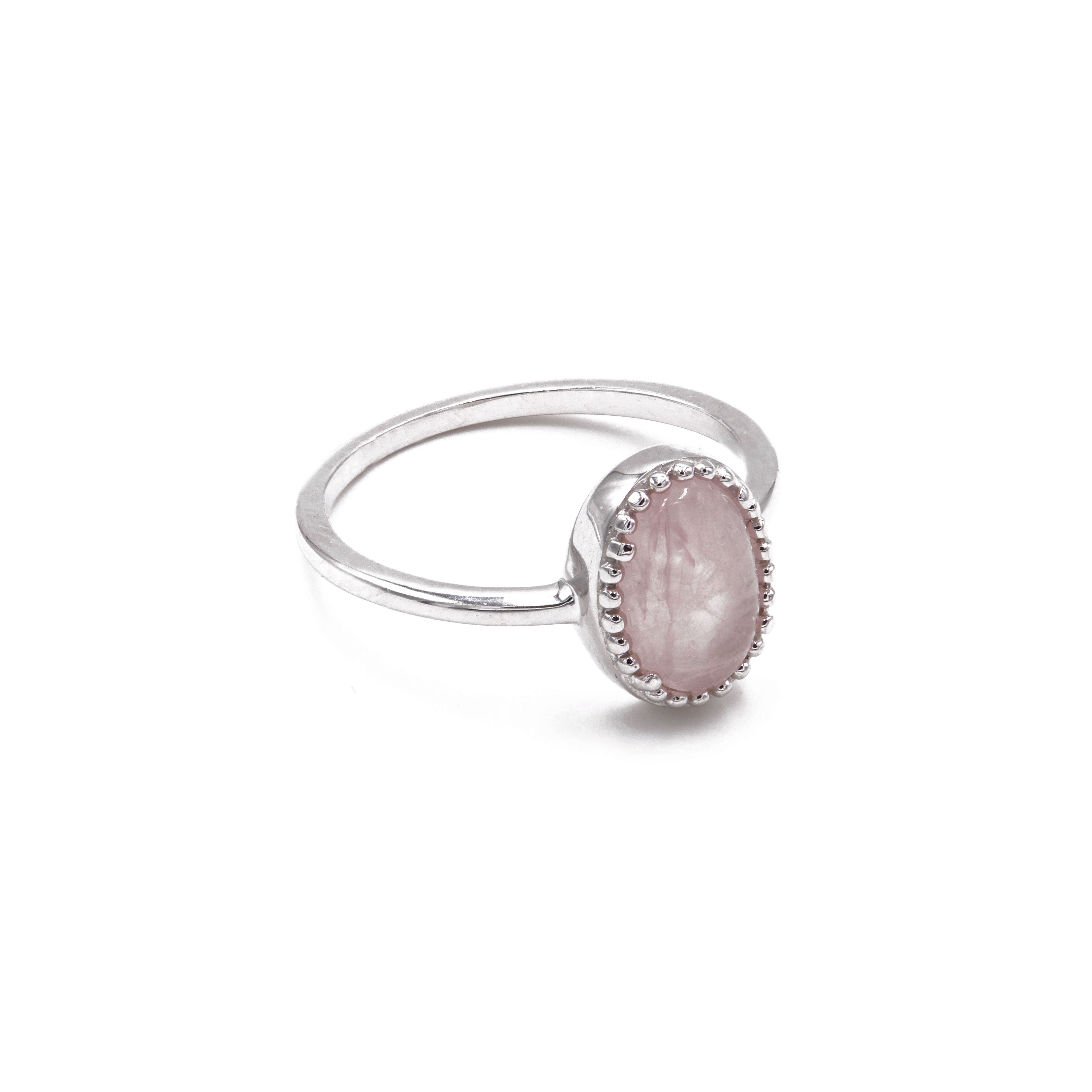 PU / Ring Dilara - Rosenquarz / Silber