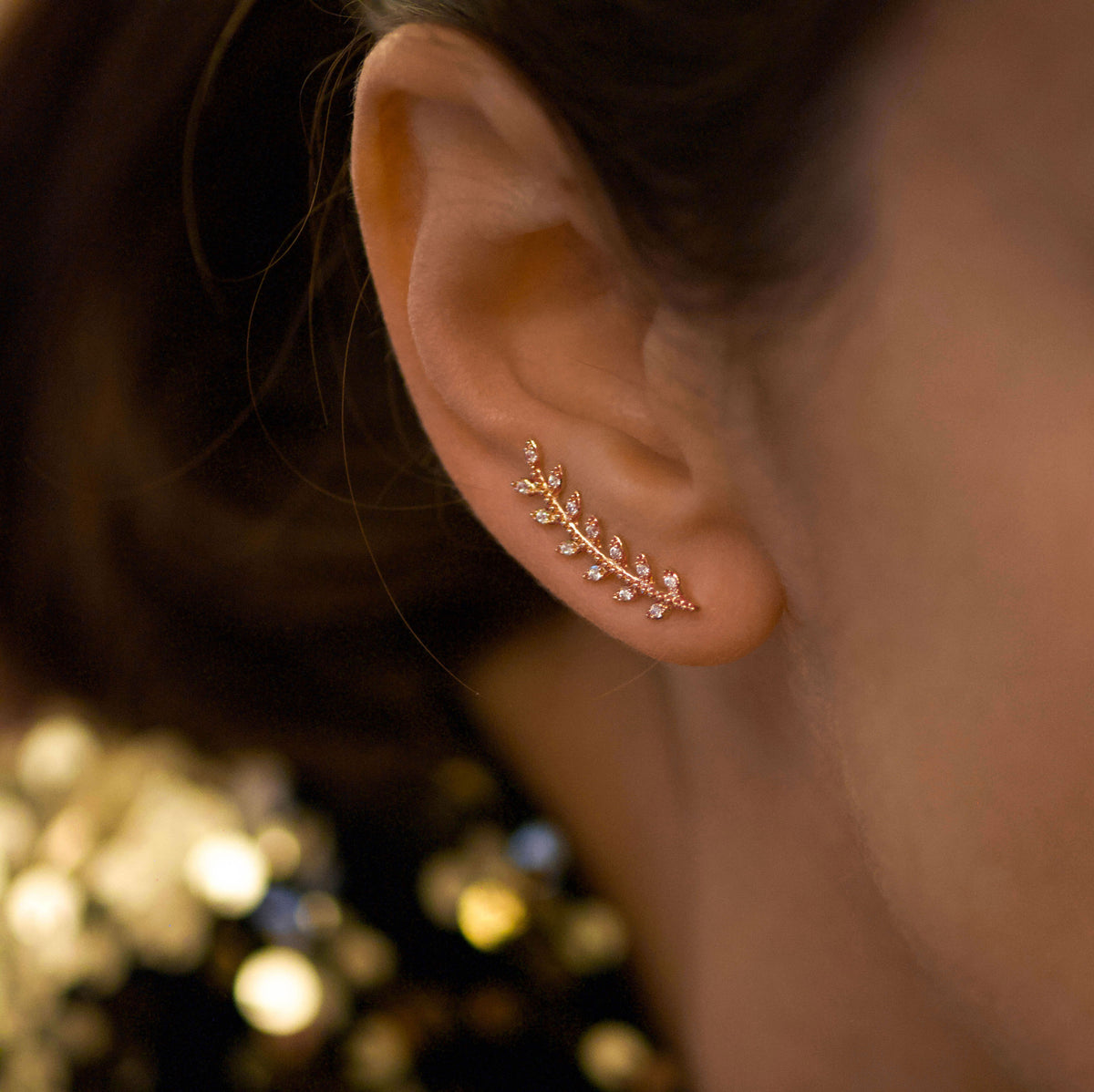 Boucle d'oreille grimpante Gaia - Doré rose
