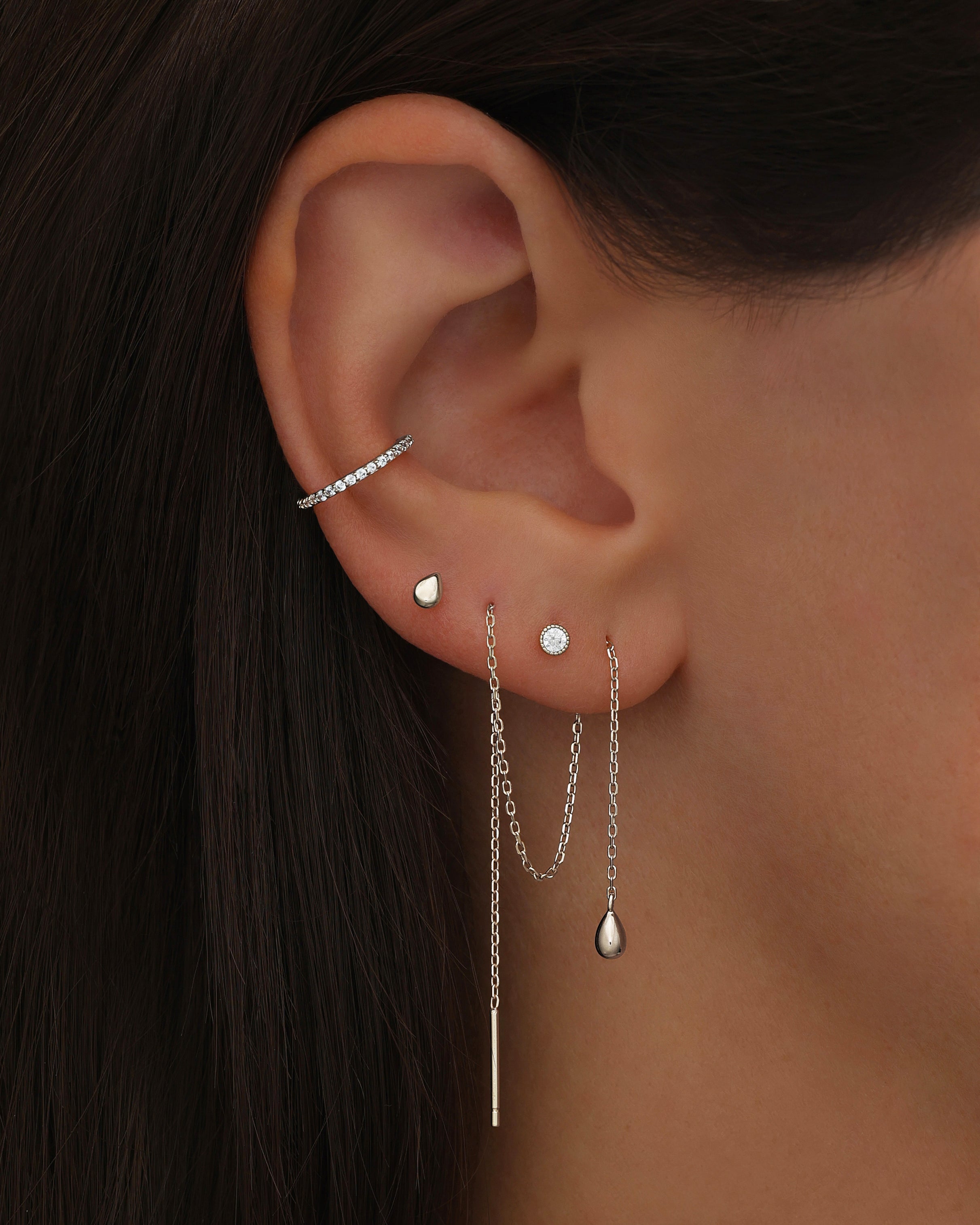 Boucle d&#39;oreille chaîne Indra - Argent